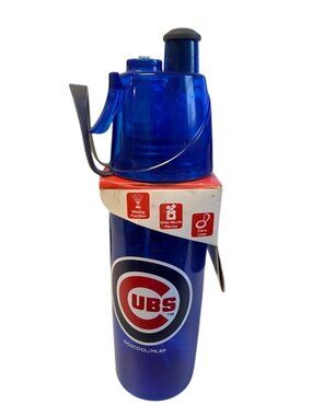 O2Cool Cubs Mist N Sip Misting Sports Bottle With Wide Mouth & Carry Loop Blue 2